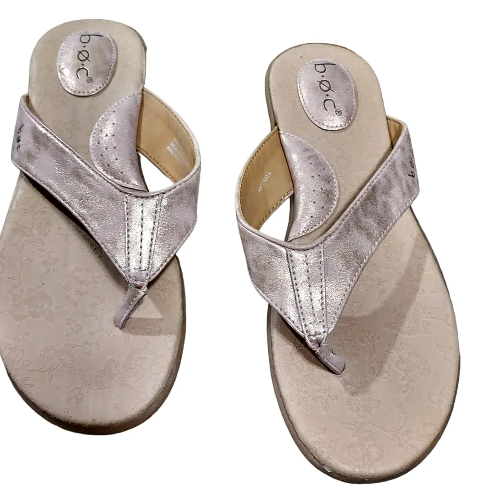 Boc 10 Sandals Shoes Flats Pink Metallic Comfort Woman Shoes. (0126)